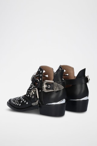 Bottines en cuir - Argenté et noir