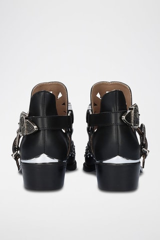 Bottines en cuir - Argenté et noir
