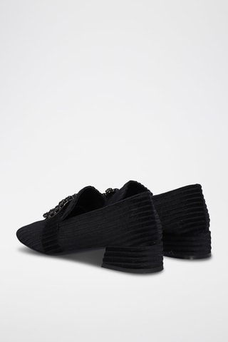 Mocassins à talons montants en cuir - Noir