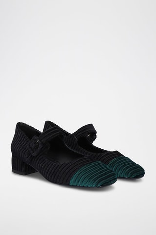 Ballerines en velours Sofia - Noir et vert