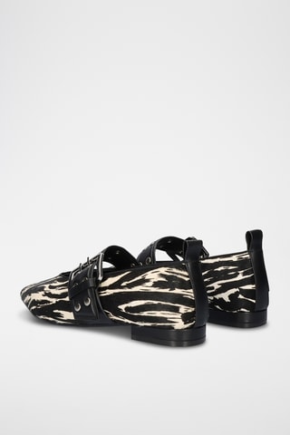 Ballerines à talons en cuir - Blanc et noir