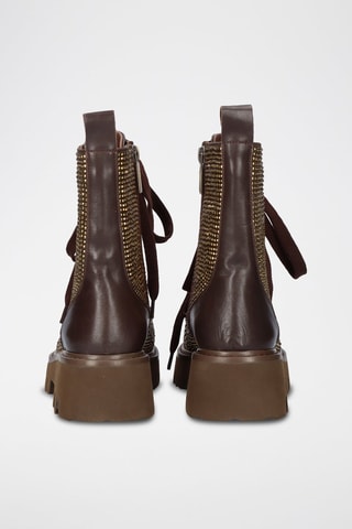 Bottines en cuir - Marron et doré