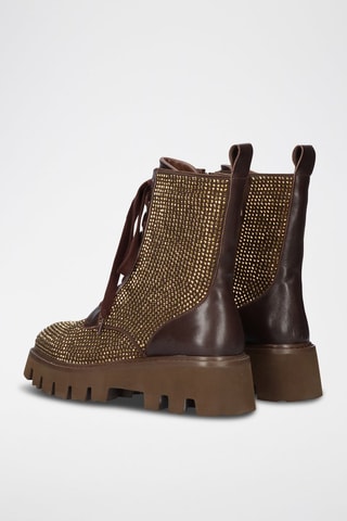 Bottines en cuir - Marron et doré