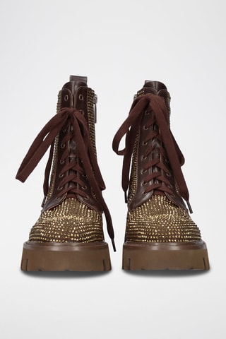 Bottines en cuir - Marron et doré