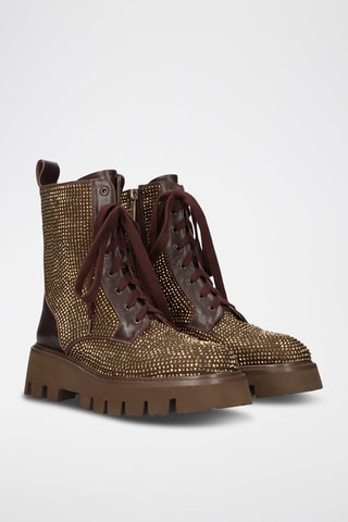 Bottines en cuir - Marron et doré
