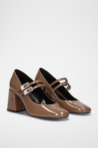 Babies à talons vernis - Marron