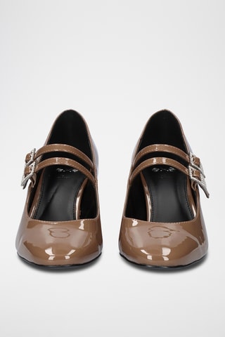 Babies à talons vernis - Marron