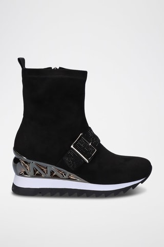 Bottines compensées en nubuck - Noir