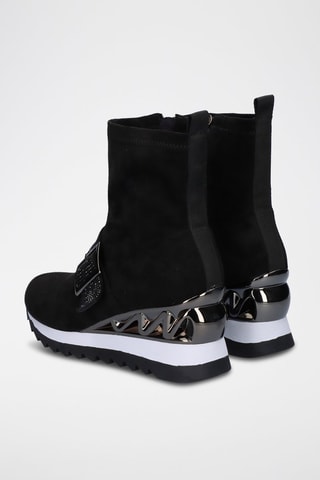 Bottines compensées en nubuck - Noir