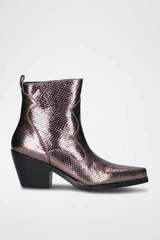 Bottines en cuir - Rose et doré