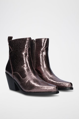 Bottines en cuir - Rose et doré
