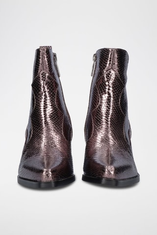 Bottines en cuir - Rose et doré