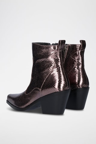Bottines en cuir - Rose et doré