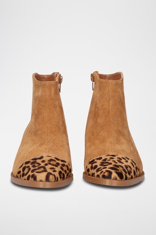 Bottines en nubuck - Noir et orange