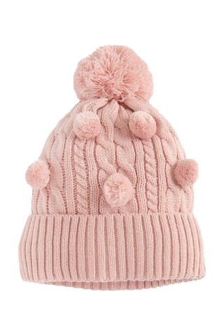 Bonnet à pompons - Rose