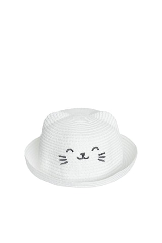 Chapeau de paille à oreilles - Blanc