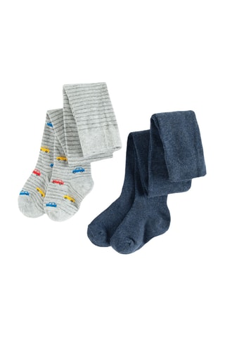 2 collants - Gris et bleu marine