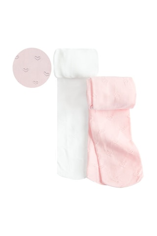2 paires de collants - 60 deniers - Blanc et rose