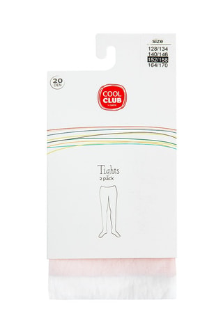 2 paires de collants - 20 deniers - Blanc et rose
