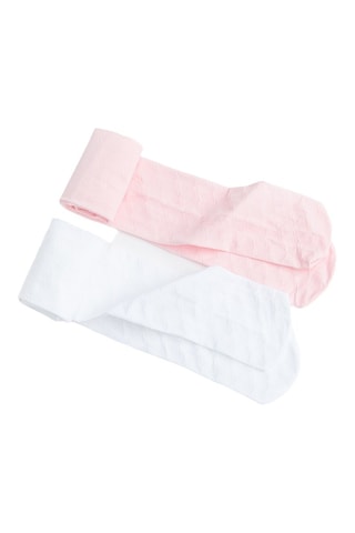 2 paires de collant - 40 deniers - Rose et blanc