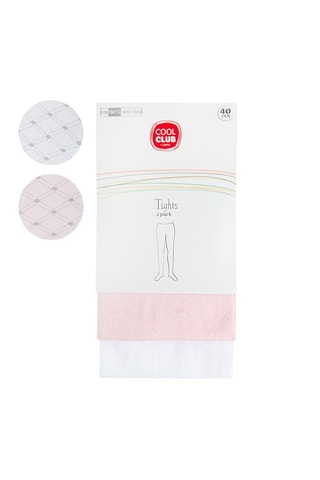 2 paires de collant - 40 deniers - Rose et blanc