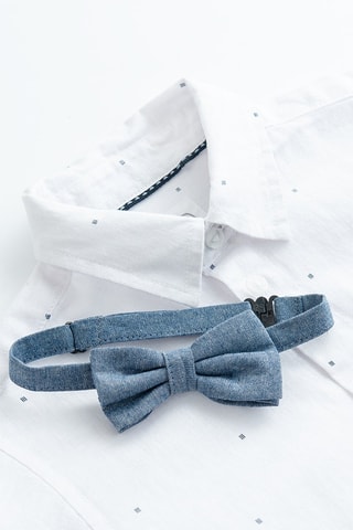 Chemise en lin - Blanc et bleu marine