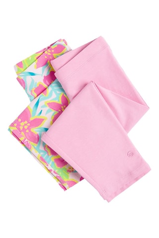 2 leggings - Rose et blanc