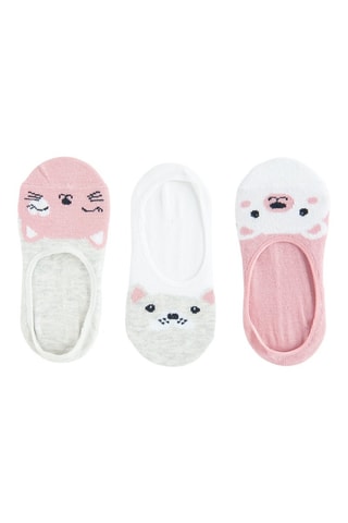 3 paires de socquettes - Rose et gris clair chiné