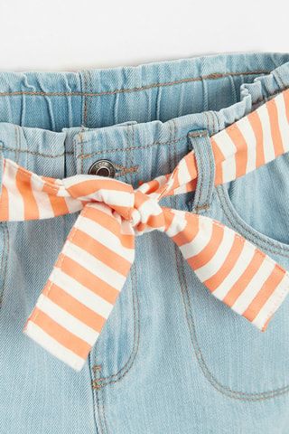 Short en jean - Ciel et blanc