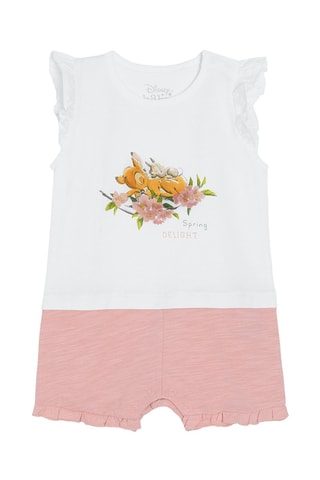 Combinaison trompe-l’œil Bambi et Panpan Bambi Disney Blanc et rose chiné