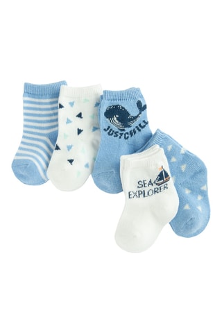 5 paires de chaussettes - Ciel et blanc