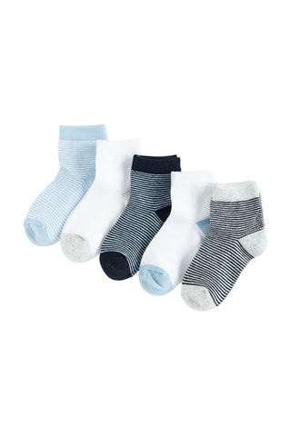 5 paires de chaussettes - Blanc et bleu