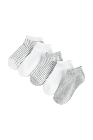 5 paires de socquettes - Blanc et gris clair chiné