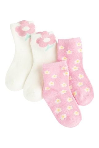 2 paires de chaussettes - Rose et blanc