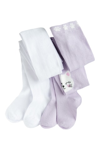 2 collants - Mauve et blanc