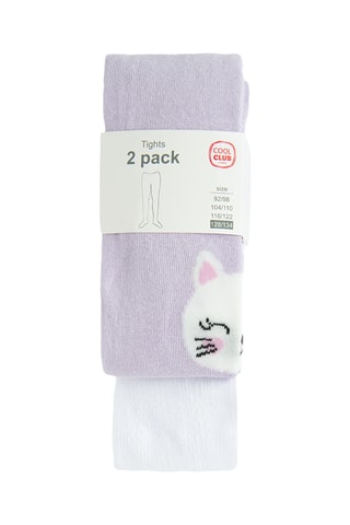 2 collants - Mauve et blanc