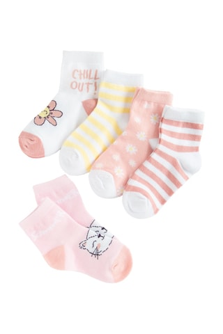 5 paires de chaussettes - Rose, blanc et jaune