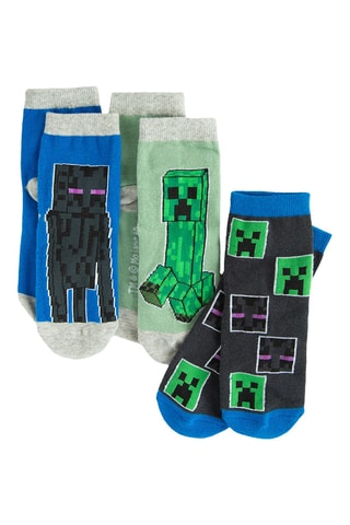 3 paires de chaussettes Minecraft - Bleu cobalt et vert clair