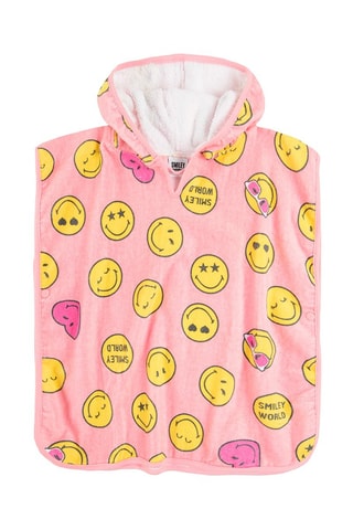Cape de bain à capuche Smiley World - Rose