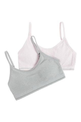 2 brassières push-up - Gris et rose