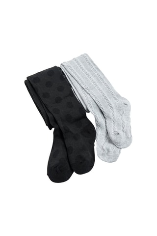 2 paires de collants 
Noir et gris
