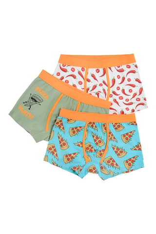 3 boxers Turquoise, kaki et blanc