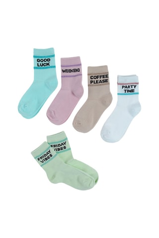 5 paires de chaussettes Turquoise, rose et taupe