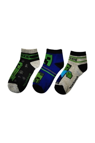 3 paires de chaussettes Minecraft - Bleu marine et gris chiné