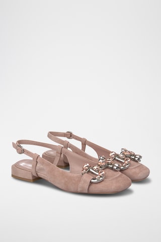 ##Ballerines à talons en nubuck - Vieux rose