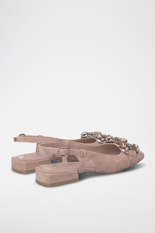 ##Ballerines à talons en nubuck - Vieux rose