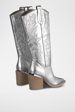 Bottes en cuir - Argenté