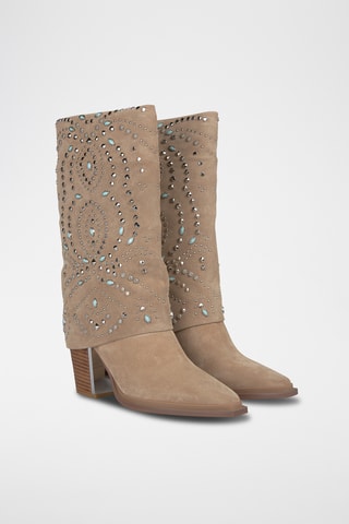 Bottes en croûte de cuir - Camel