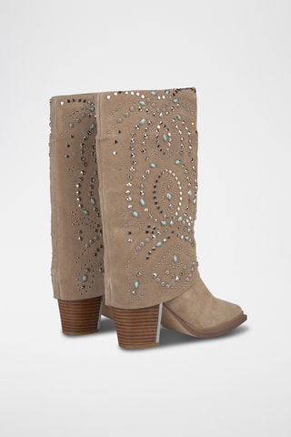 Bottes en croûte de cuir - Camel