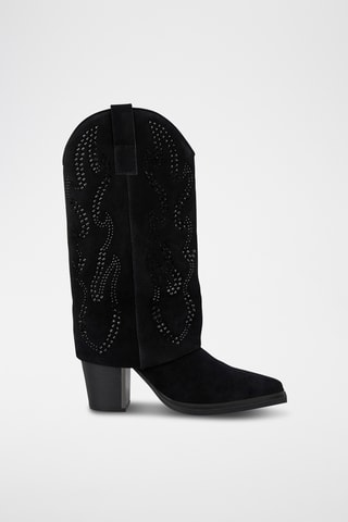 Bottes en croûte de cuir - Noir